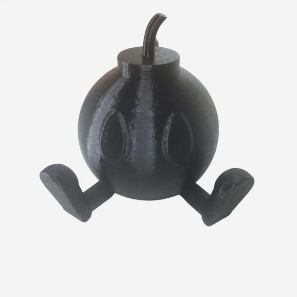 3D Printed Bob Omb Inspired Figure 4.5" Black Unpainted Desk Accessories Novelty